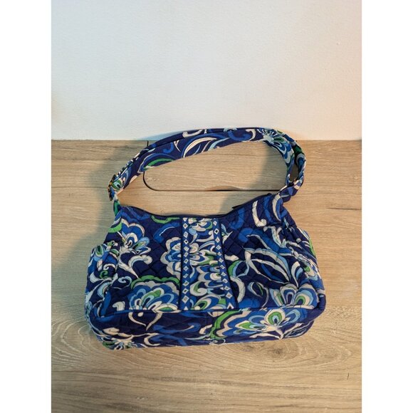 Vera Bradley Mediterranean Blue Paisley Floral Shoulder Bag Purse Cute - Picture 1 of 8
